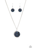 "My Moon and Stars" Silver Metal Crushed Black & Blue Rhinestone Necklace Set