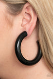 "I Wood Walk 500 Miles" Black Thick Hoop Wood Post Earrings