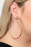 Paparazzi " Diamondback Diva " Copper Penny Metal Diamond Cut Hoop Earrings