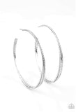 "Watch and Learn" Silver Metal Diamond Cut Oversized Hoop Earrings