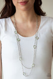 Paparazzi " Back For More " Silver Metal & Light Green Translucent Necklace Set