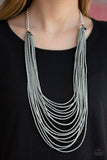 Paparazzi " Peacefully Pacific " Gray Colored Seed Bead Multi Stand Necklace Set