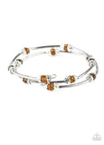 "Into Infinity" Silver & Orange Beaded Shimmer Flexible COIL bracelet