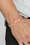 "Score" Men's Copper Metal Black Cord Slide Adjustable Bracelet