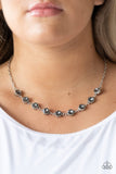 "Starlite Socials" Silver Metal & Smoky Gray Rhinestone Classic Necklace Set