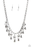 "Traveling Trendsetter" Silver & White Bead Fringe Necklace Set