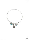 "Treasure Charms" Silver & Blue Rhinestone Charms Tension Bracelet