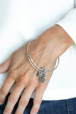 "Treasure Charms" Silver & Blue Rhinestone Charms Tension Bracelet