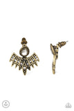 "Wing Fling" Brass Metal & Clear/White Rhinestone Wing Ear Jacket Earrings