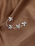 Silvertone Metal White/Clear Rhinestone Multi Butterfly Earring Cuff (1 Left Ear)