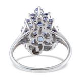 Platinum over Sterling Silver TANZANITE & Diamond Cluster Ring (Size 7 Only)