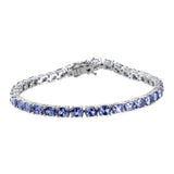 Platinum over Sterling Silver 11.5cts. Tanzanite Line Bracelet (7.50 in) 11.500 cts