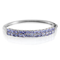 Platinum over Sterling Silver 8.3ct. Tanzanite & Diamond Bangle Bracelet (7.50 in)