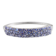 Platinum over Sterling Silver 15cts. Tanzanite Cluster Bangle Bracelet (7.50 in)