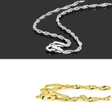 Set of 2 Italian 18k /Silver & Sterling Silver Twisted Curb Link Necklace Chains (18 in.)