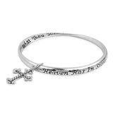 Silvertone & Stainless Steel Set of 4 Inspirational Bangle Bracelets (7.50 in)