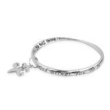 Silvertone & Stainless Steel Set of 4 Inspirational Bangle Bracelets (7.50 in)