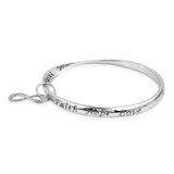 Silvertone & Stainless Steel Set of 4 Inspirational Bangle Bracelets (7.50 in)