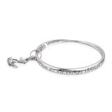 Silvertone & Stainless Steel Set of 4 Inspirational Bangle Bracelets (7.50 in)