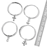 Silvertone & Stainless Steel Set of 4 Inspirational Bangle Bracelets (7.50 in)