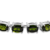 Rhodium Sterling Silver 4.6cts Russian Chrome Diopside Line Bracelet (8.00 in)