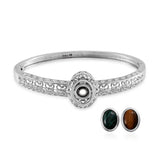 Stainless Steel Tigers Eye & Malachite Interchangeable Bangle Bracelet (7.50 in)