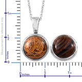 Stainless Steel Coffee Obsidian & Indian Script Stone Interchangeable Pendant & Chain (20 in)