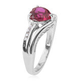 Rhodium over Sterling Silver Both Lab Grown RUBY and White SAPPHIRE Ring