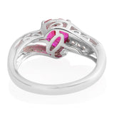 Rhodium over Sterling Silver Both Lab Grown RUBY and White SAPPHIRE Ring