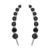 Platinum over Sterling Silver 9cts Thai Black Spinel Ear Climber Earrings