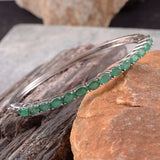 Platinum/Sterling Silver 7.2cts Zambian EMERALD Bangle Bracelet (7.50 in)