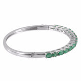 Platinum/Sterling Silver 7.2cts Zambian EMERALD Bangle Bracelet (7.50 in)