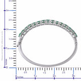 Platinum/Sterling Silver 7.2cts Zambian EMERALD Bangle Bracelet (7.50 in)