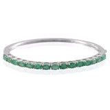 Platinum/Sterling Silver 7.2cts Zambian EMERALD Bangle Bracelet (7.50 in)