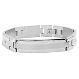 Men's Stainless Steel Link ID Bracelet with Simulated CZ Diamonds ( 8.25 inches )