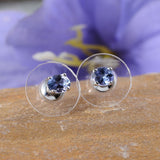 Platinum over Sterling Silver Bondi Blue Tanzanite Oval Stud Earrings