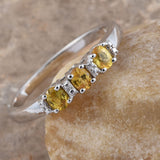 Platinum over Sterling Silver YELLOW SAPPHIRE Trilogy Ring