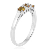 Platinum over Sterling Silver YELLOW SAPPHIRE Trilogy Ring