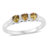 Platinum over Sterling Silver YELLOW SAPPHIRE Trilogy Ring