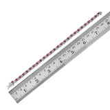 Platinum over Sterling Silver Red RUBY and White Topaz Line Bracelet (7.50 in)