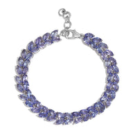 Platinum/Sterling Silver 16.8cts.Tanzanite Double Marquee Cut Line Bracelet (6.50-7 in)