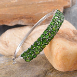 Platinum over Sterling Silver Russian Chrome Diopside Cluster Bangle Bracelet (7.50 in)