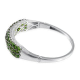 Platinum over Sterling Silver Russian Chrome Diopside Cluster Bangle Bracelet (7.50 in)