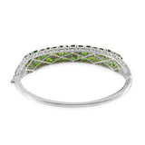 Platinum over Sterling Silver Russian Chrome Diopside Cluster Bangle Bracelet (7.50 in)