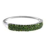 Platinum over Sterling Silver Russian Chrome Diopside Cluster Bangle Bracelet (7.50 in)