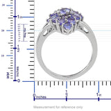 Platinum over Sterling Silver Cluster Style TANZANITE Ring (Size 6 Only)