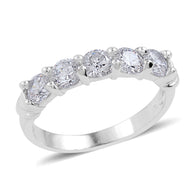 Silver Plated Brass White Cubic Zirconia Stackable 5 Stone Ring (size 9)