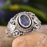 Sterling Silver Rough Cut TANZANITE Ring (Hand Made in Bali)