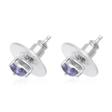 Platinum over Sterling Silver Tanzanite Teardrop Pear Shaped Stud Earrings