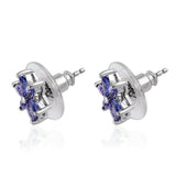 Platinum over Sterling Silver Premium AAA Tanzanite Flower Star Stud Earrings